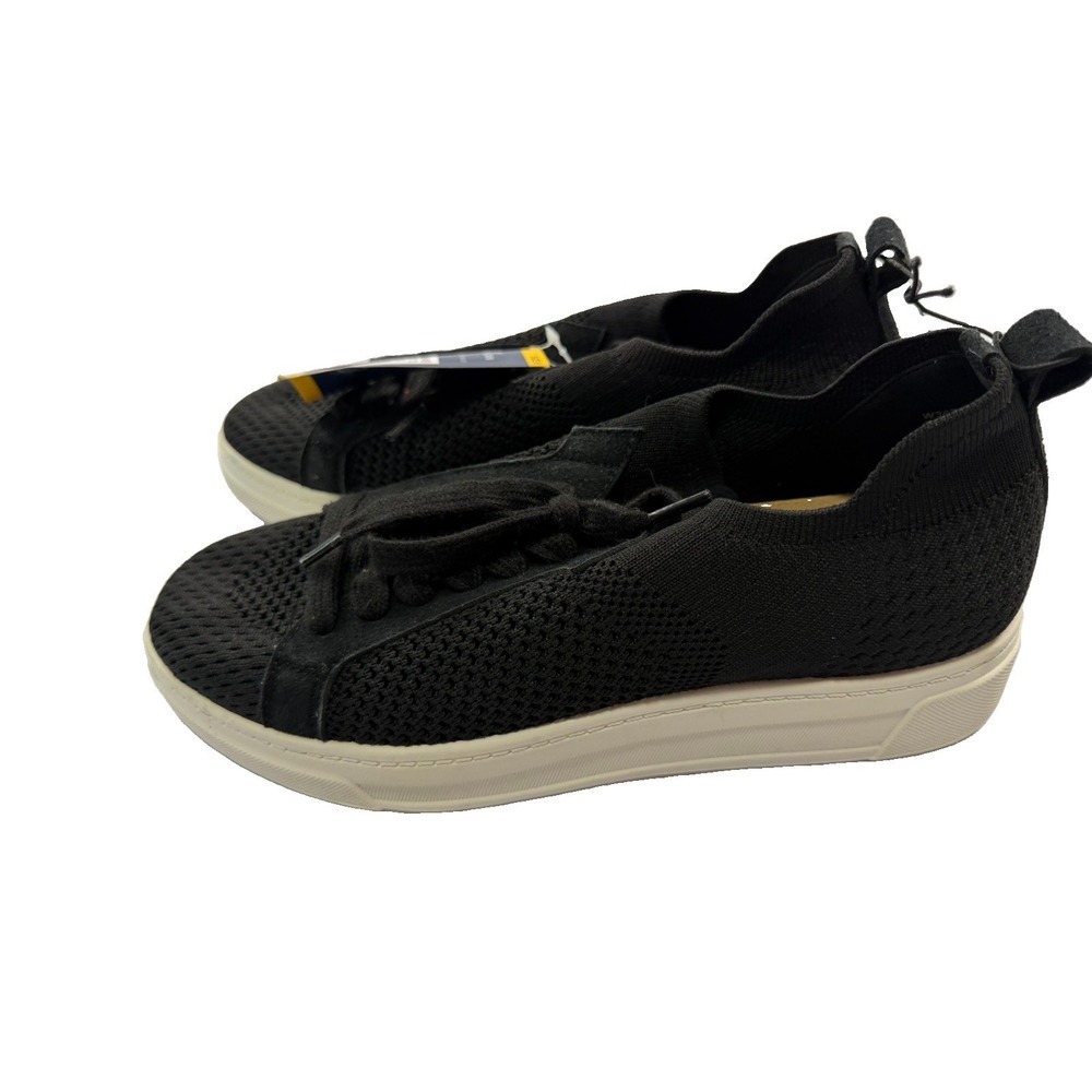 White Mountain Womens Black Knit Lace Up Platform Sneakers Size 8 NEW